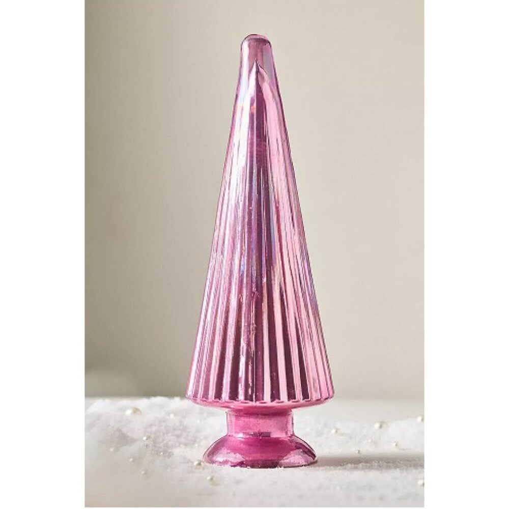 Anthropologie Glass Tree Decorative Object NEW Pink Medium Holiday Christmas
